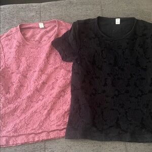 Arizona Jean Company Pink and Black Lace Tees